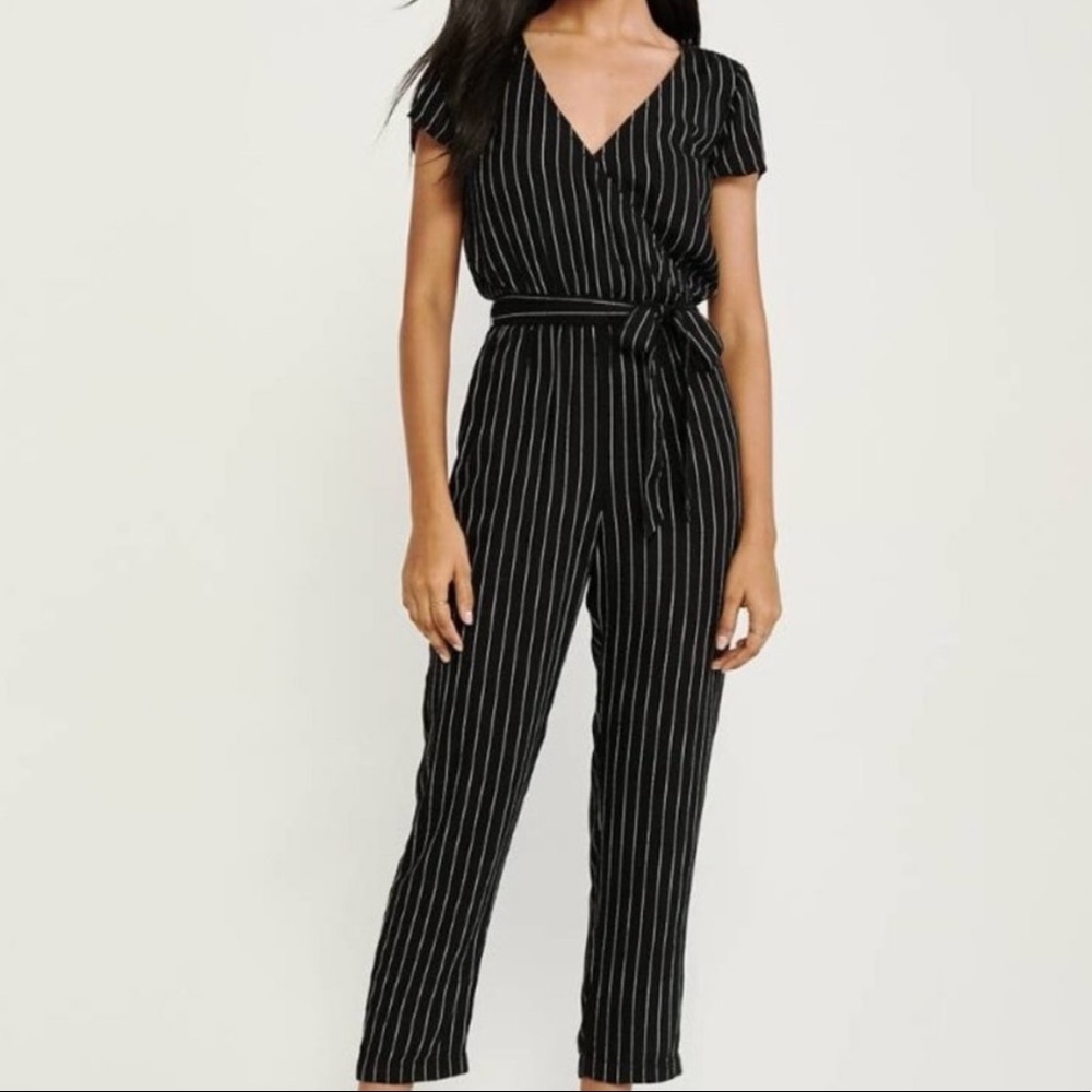 Black and white stripe jumpsuit A&F